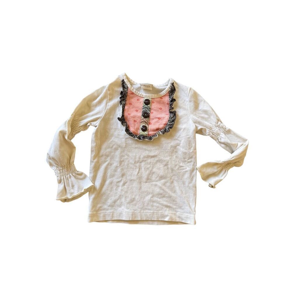 Matilda Jane 18 month ruffle Bib collar cream long bell sleeve blouse shabby chi
